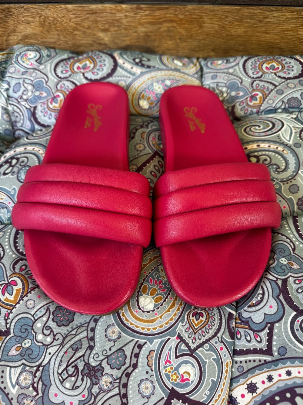 Seychelles Fuchsia Leather Slides Sz 8